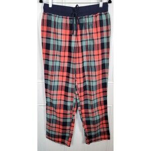 L.L Beans Womens Plaid Pajama Pants Size M 100% Cotton